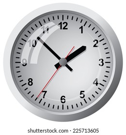 Wall mounted digital clock. Vector illustration.