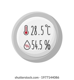 Wall mounted digital controller with hygrometer, regulator for remote control of climate in house. Part of smart home 