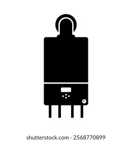 Wall mounted gas boiler icon. Black silhouette. Vertical front view. Vector simple flat graphic illustration. Isolated object on white background. Isolate.