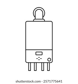 Wall mounted gas boiler icon. Black outline linear silhouette. Editable strokes. Front view. Vector simple flat graphic illustration. Isolated object on white background. Isolate.