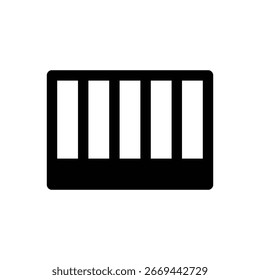 Calentador de pared. Icono de Vector de trazo delineado con detalles rellenos de negro.