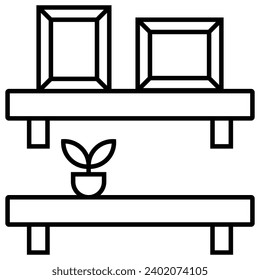 Wall Mounted Shelves, Basic Furniture icon in thin line style