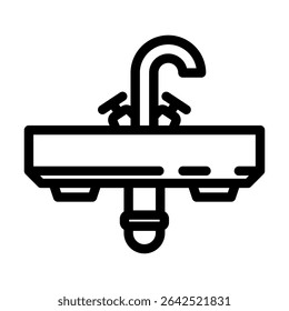 vetor de ícone de linha de pia montado na parede. sinal de pia montado na parede. símbolo de contorno isolado ilustração preta