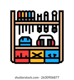 ferramenta montada na parede ícone de cor do rack vetor. símbolo de rack de ferramenta montado na parede. ilustração de símbolo isolado