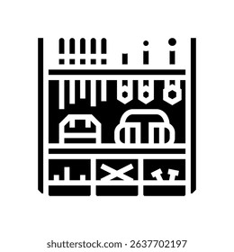 wall mounted tool rack glyph icon vector. wall mounted tool rack sign. isolated symbol illustration