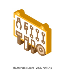wall mounted tool rack isometric icon vector. wall mounted tool rack sign. isolated symbol illustration
