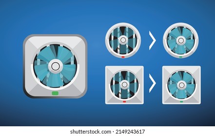 Wall Mounted Ventilator and Exhaust Fan Spinning Loop. Vector. - Shutterstock ID 2149243617