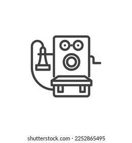 Wall mounted vintage telephone line icon. linear style sign for mobile concept and web design. Antique Telephone outline vector icon. Symbol, logo illustration. Vector graphics