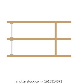 Wall mounted wooden bookshelf. Vector drawing. Horizontal view. Isolated object on a white background. Isolate.