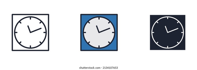 Symbol für die Wall Office-Uhr-Symbol-Vorlage für die Grafik- und Webdesign-Sammlung, Vektorgrafik