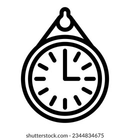 Wall office clock line icon, office life concept, time to work, 9 am vector sign on white background, outline style icon mobile concept web design. Vector graphics.