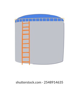 desenho animado de armazenamento de tanque de óleo de parede. vazamento, regulamentos ambientais, manutenção de segurança sinal de armazenamento de tanque de óleo de parede.