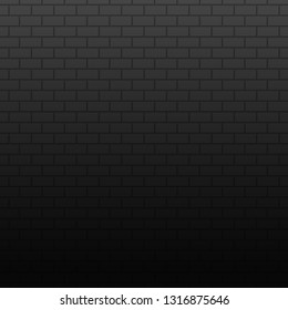 Wall on dark background. Stonewall modern interior. Vector wallpaper template. Bricks texture abstract grunge background. Old black bricks wall. Banner design concept. Square format.