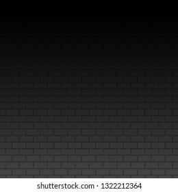 Wall on dark background. Stonewall modern interior. Vector wallpaper template. Bricks texture abstract grunge background. Old black bricks wall. Banner design concept. Square format.