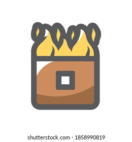 Wall on fire Burning house Vector icon Cartoon illustration