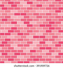 Wall on pink background. Stonewall modern interior. Vector wallpaper template. Bricks texture abstract grunge background. Old pink bricks wall. Banner design concept. Square format.
