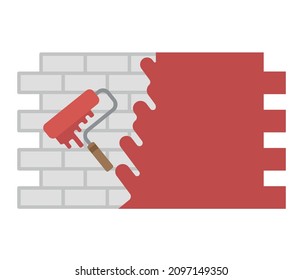wall paint brush. Roller brush Icon Flat Design.
