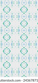 Wall paint seamless design. Abstract radial pattern with a hint of opacity. White background with green and blue pattern colors