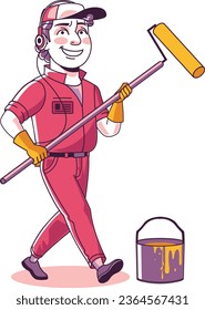 Wall Painter Cartoon Character Mascot