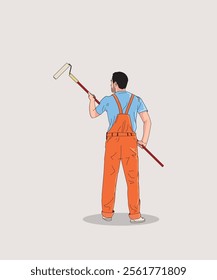 Wall Painter Worker Vector Illustration 2