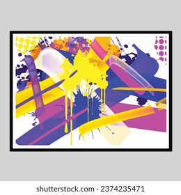wall painting abstract mural street art packaging color splash background vector