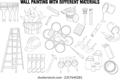 Wall Painting with Different Materials set.eps