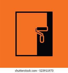 Wall painting icon. Orange background with black. Vector illustration.