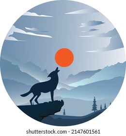 wall painting with pictures of landscapes, there are also animal silhouettes