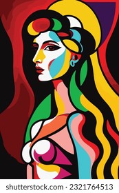 panel de pared de la cara abstracta de una hermosa mujer