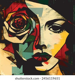 wall panel abstract face of a beautiful woman