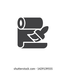 Wall paper roll and glue brush vector icon. filled flat sign for mobile concept and web design. Wall repair tool glyph icon. Symbol, logo illustration. Vector graphics
