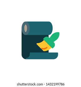 Wall paper roll and glue brush flat icon, vector sign, Wall repair and decoration colorful pictogram isolated on white. Symbol, logo illustration. Flat style design
