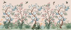 Wall Pattern designs,Chinese wallpaper, Imperial Garden - Celadon Wallpapers.