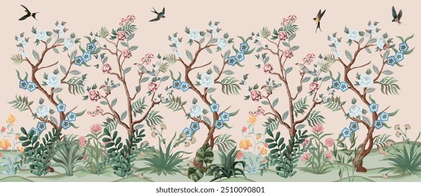 Wall Pattern designs,Chinese wallpaper, Imperial Garden - Celadon Wallpapers.