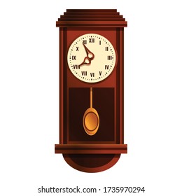Wall pendulum clock icon. Cartoon of wall pendulum clock vector icon for web design isolated on white background