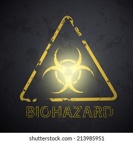 wall with a picture of the biohazard symbol
