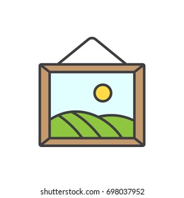Wall picture flat line icon.