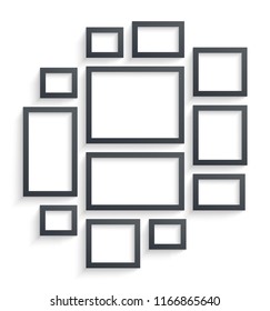 Plantillas de marco de imagen de pared aisladas en fondo blanco. Marcos fotográficos en blanco con sombra y bordes e ilustración vectorial de sombra. Marco vacío para foto o imagen en museo