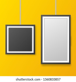 Wall picture frame templates isolated on orange background
