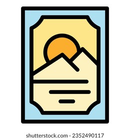 Wall picture icon outline vector. Painting culture. Art gallery color flat