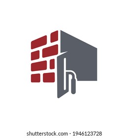 wall plastering logo with stucco concept