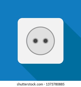 Wall plug illustration in industrial context, flat vector minimal design.