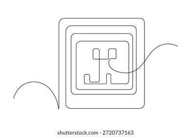 Tomada de tomada de parede contorno contínuo desenho estilo simples eletricidade