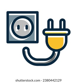 Wall Plug Vector Thick Line Filled Dark Colors Icons For Personal And Commercial Use.
