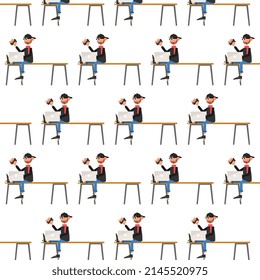 Afiche de pared, patrón vectorial para uso comercial, caricaturistas masculinos, fondo blanco