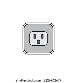 Icono de toma de corriente de pared en color, aislado en fondo blanco 