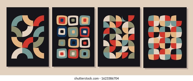 Wall Prints 1950s Style, Mid Century Modern Colors and Geometric Patterns