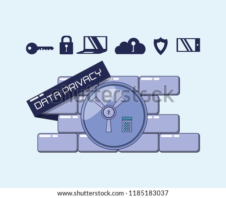 wall with privacy data set icons