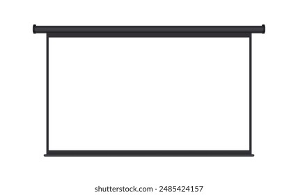 Wall Projection Screen Mockup, Front View, Isolated On White Background. Vector Illustration