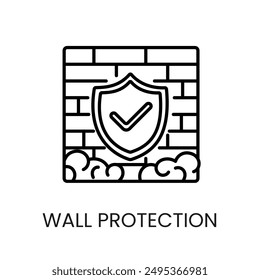 Protección de la pared con espuma de poliuretano línea Vector icono con trazo editable.